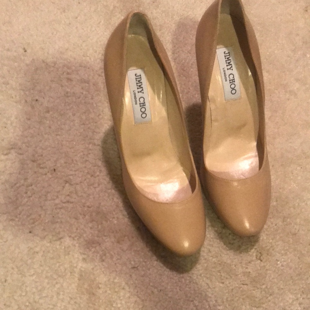 Jimmy Choo Tan leather platform pump